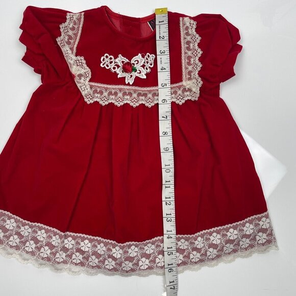 Vintage All Dressed Up Size 18 mo Red Velvet and White lace trimmed Dress - Picture 12 of 12